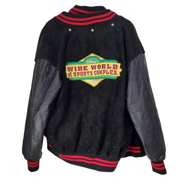 VTG Disney Wide World of Sports Bomber Varsity Jacket SZ M y2k Black - Picture 2 of 11